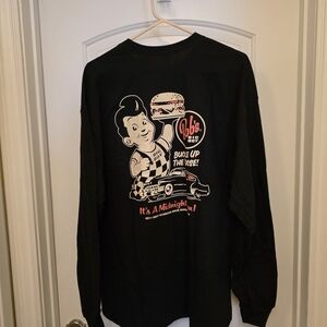 Black Long Sleeve Tee with Retro Graphic